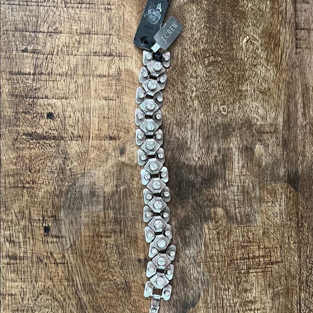 J. Crew Silver and rhinestone black tarnished silver Bracelet